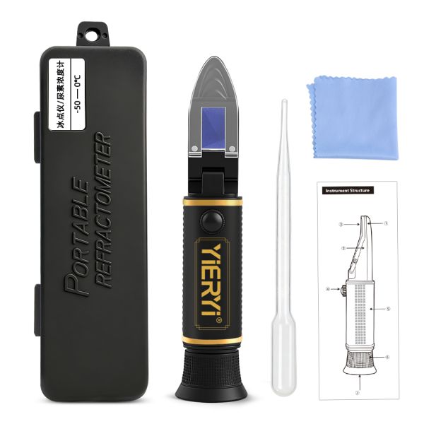 4-in-1 Multi-Fluid Hand Held Refractometer with ATC and High Accuracy ±0.2% for Glycol, Battery & Cleaning Fluids