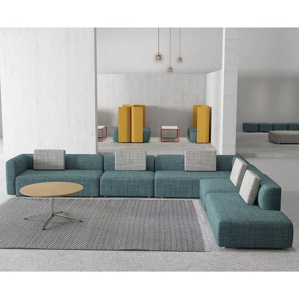 Luxury Hotel Lobby Furniture Combination Fabric Velvet Sectional Sofa