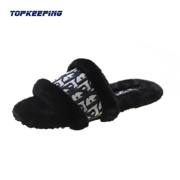 Real Fox Sandal Fashion Woman Fluffy Slider Slipper