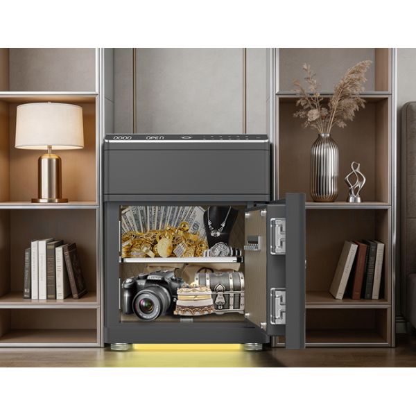 Wireless Charging Smart Safe Box USB and Type-C Output Night Table Luxury Leather