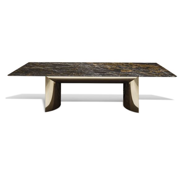 Modern 6 Seater Marble Live Edge Dining Set Glass Contemporary Luxury Dining Table