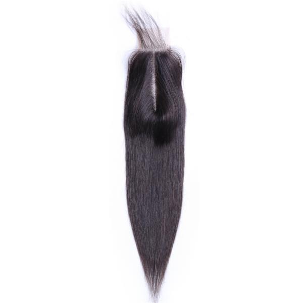 2 X 6 Middle Part Closure Virgin Human Hair Extensions Straight Swiss Lace