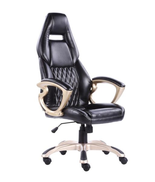 Black PU Porsche Racing Office Chair with Painting Armrest Executive Leather Office Chair