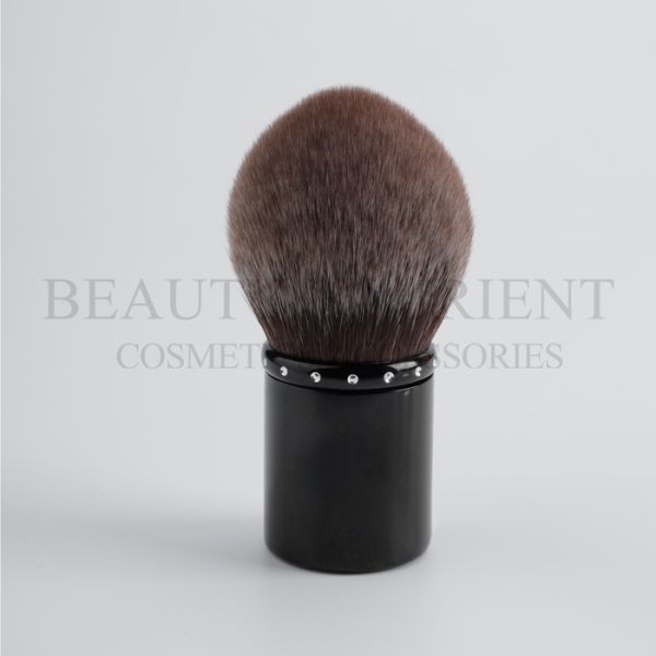 ISO14001 Alminum Handle Kabuki Cosmetic Brush Dome Shaped Makeup Brush