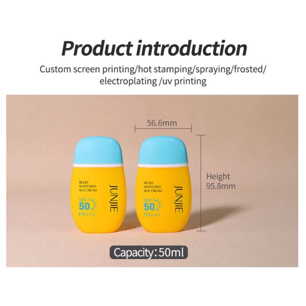 JUNJIE 50ml 70ml Sunscreen Bottle Lotion Cream Cosmetic Packaging Bottle Sunscreen Packaging Squeeze Bottle with Nozzle