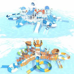 Interactive Water Play Childrens Splash Pad Water Slide Splash Park Equipment