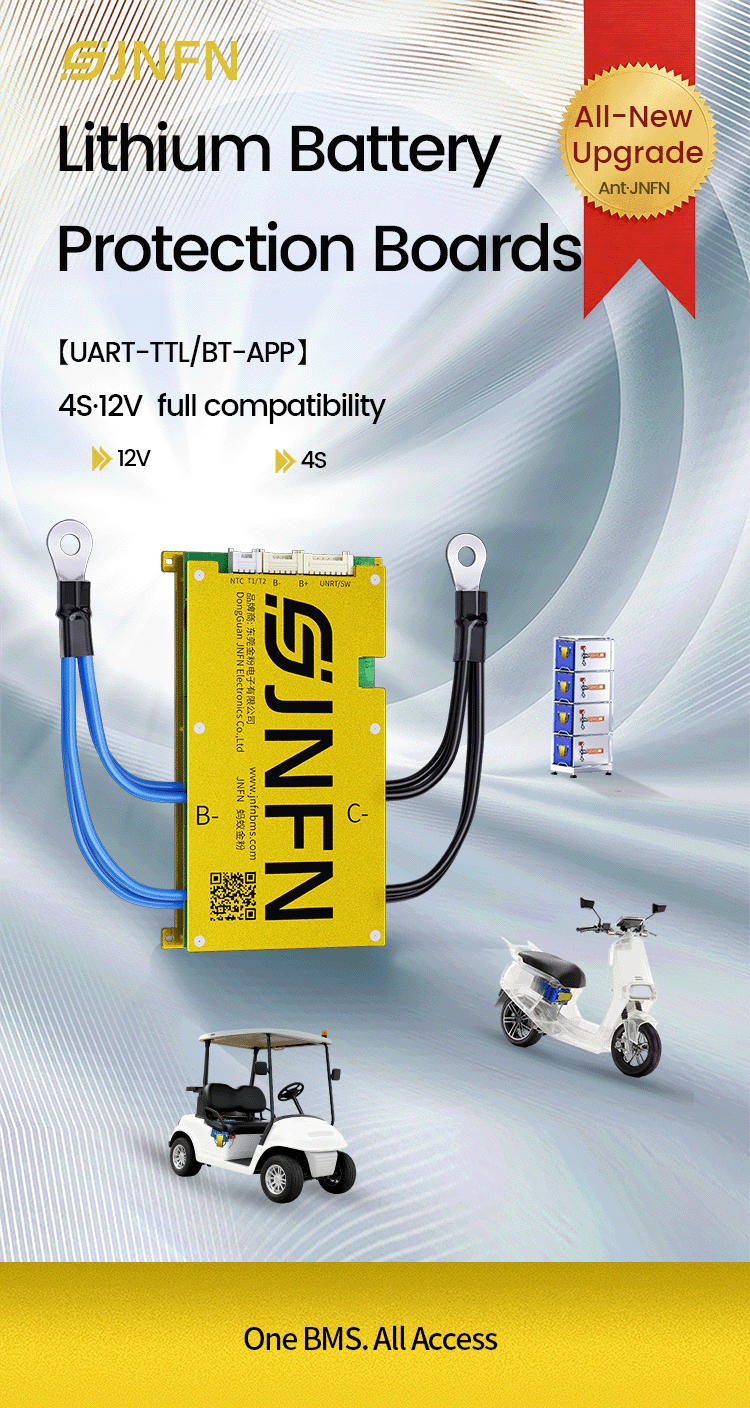 JNFN ANT BMS 4S 12V Lifepo4 Li-Ion 170A 220A 340A 400A 420A Lithium Battery Pack Bluetooth Smart BMS
