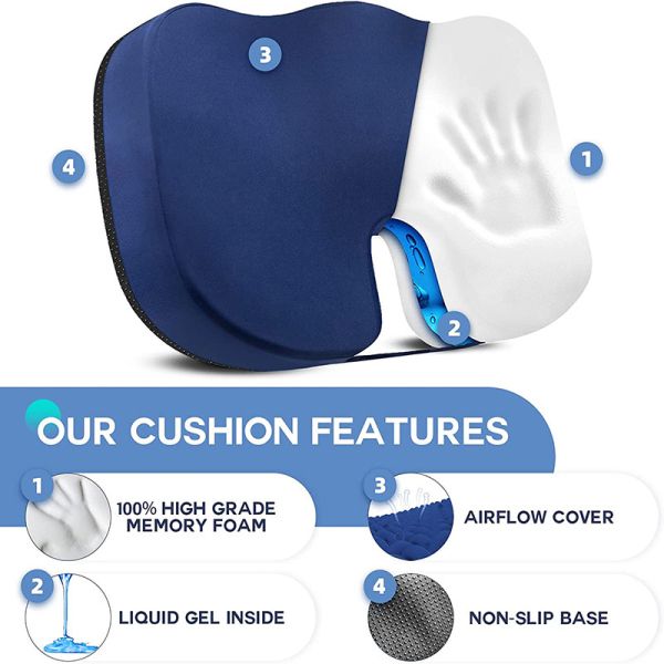 Cushion Hot Ergonomic Design U Shape Memory Foam Seat Cushion with Cooling Gel Wedge