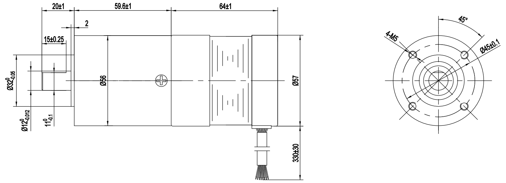 Ориентированный на заказчика безщеточный мотор NEMA23 24v 0.8ohms 57mm*57mm коробки передач