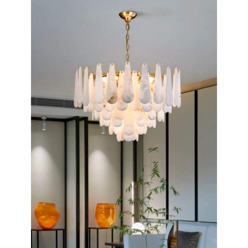 Modern Minimalist Alabaster Chandelier Living Room Chandeliers Light Luxury Villa Dining Room Bedroom Decorative Pendant Lamp