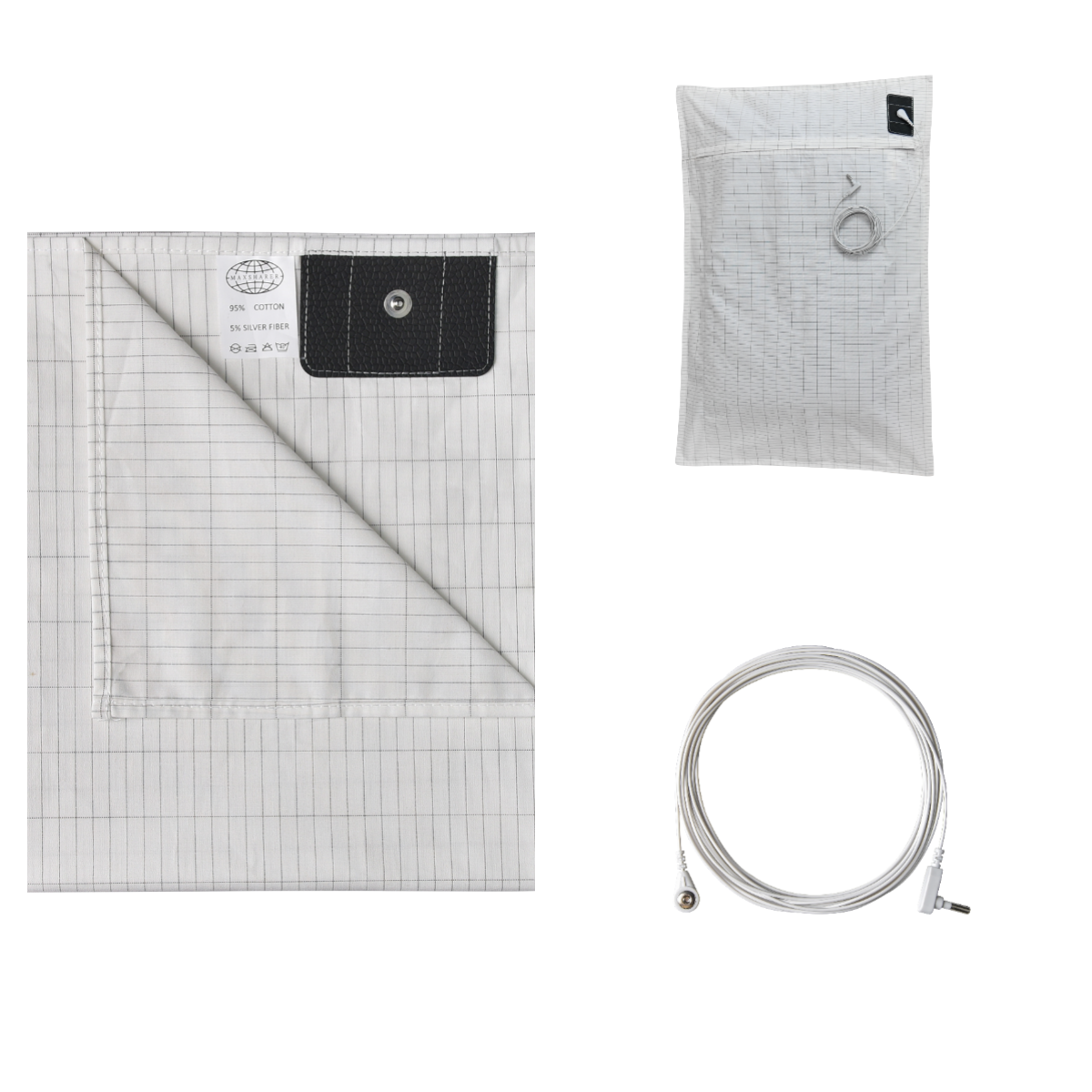 Queen & King Size Silver/Cotton Woven Earthing Grounding Sheets with 15 Ft Cord Flat Design for Better Sleep and US Sockets