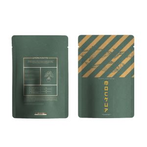Luxury Dark Green Matte Stand up Pouch with Gold Foil Print Heat Resistant Zipper Top Disposable for Tea & Coffee Packaging