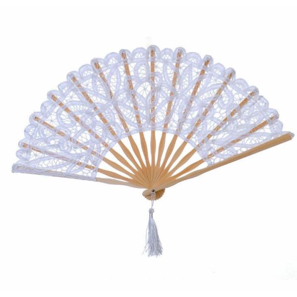 [I AM YOUR FANS] Handmade 100% Cotton 27cm 23cm 13 Colors Ivory Lace Hand Fan Wedding Favors