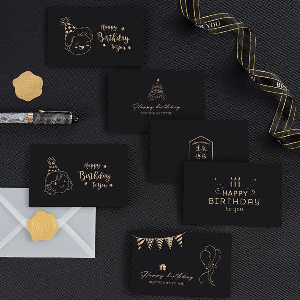 High Grade Touch Birthday Black 250gsm Bronzed Greeting Card With Envelope