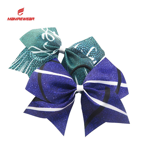 Popular Ponytail Sublimation High School Cheer Bows With Clips Ribbon