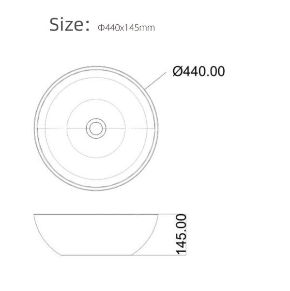 Elegant Round Art Concrete Wash Basin No Overflow Cold Concretre Grey