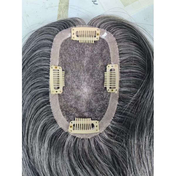Small size mono topper 100% human hair grey color women topper for hairloss