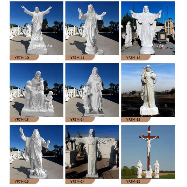 Customized Large Life Size Religious Sculpture Garden Decorative Pure White Marble Holy Family Church Statue