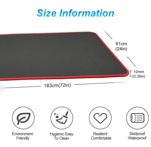 Non Slip	Fitness Yoga Mat Extra Thick Yoga Mat 10mm NRB Material For Men / Women
