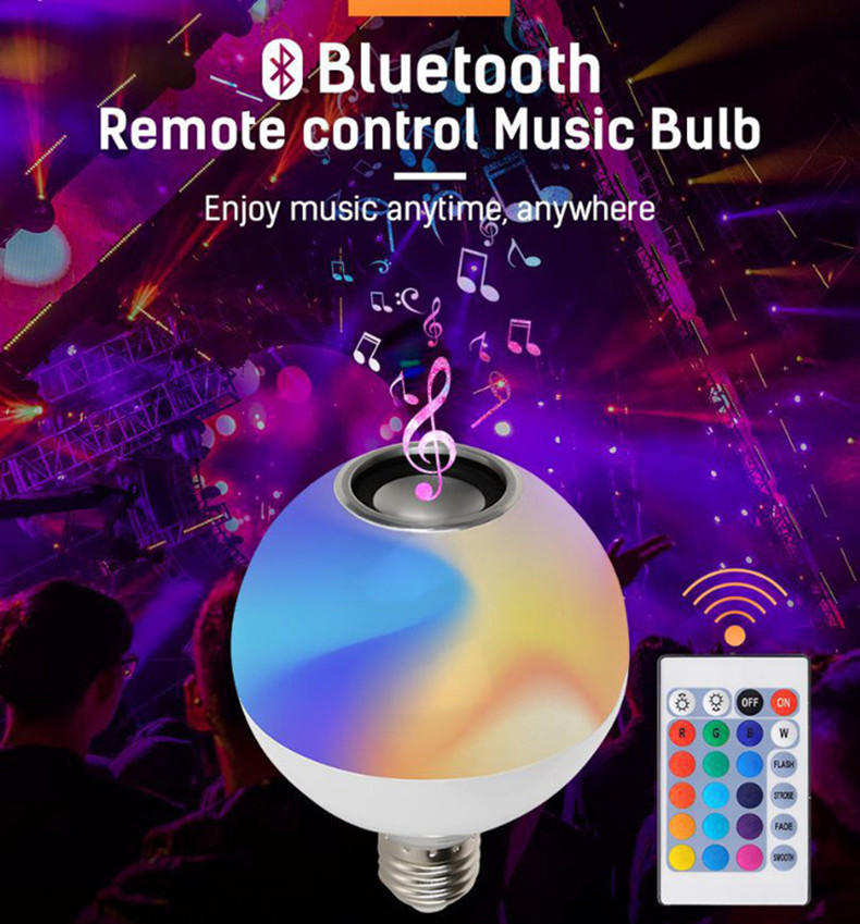 шарика диктора СИД Bluetooth 12W E27 изменение цвета RGB умного стерео аудио