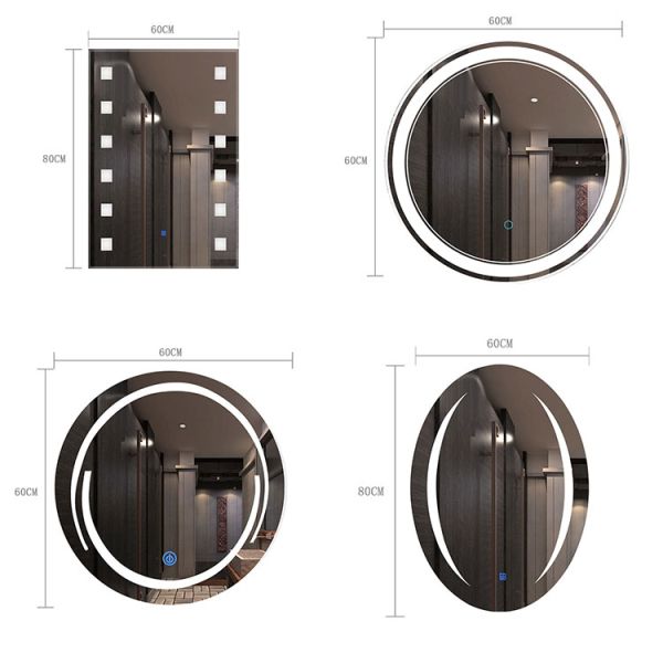 Modern Illuminated Bathroom Mirrors Aluminum Frame Customized Design Decorative