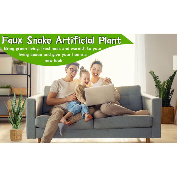 Artificial Snake Plant 26 inches Fake Sansevieria Artificial Potted Plants for Indoor and Outdoor, Home, Office