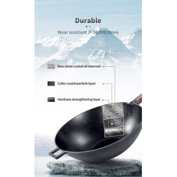 2.3kg Kitchen Frying Pans ILAG Coating 32cm Non Stick Wok With Lid