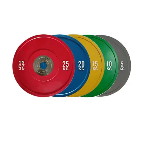 Iron Coated Rubber Gym Weight Plates 5 LB 10 LB 25 LB 35 LB 45 LB Tri Grip Weight Plates