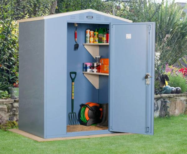Abri de jardin en acier avec porte coulissante pour pelouse et extérieur
