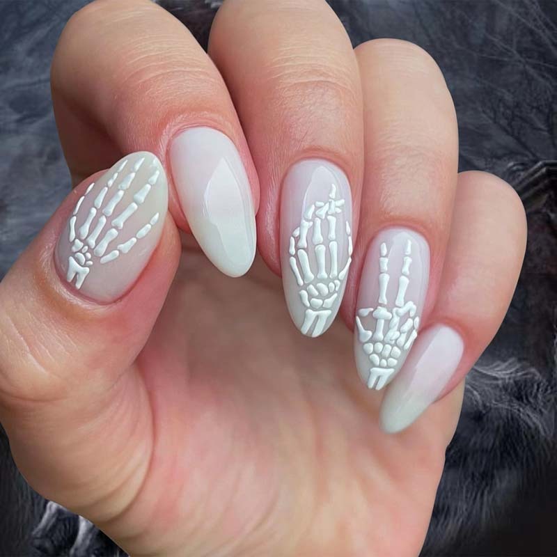Wholesale Halloween Holiday Press On Nails Ghost Pumpkin Spider Web Design OEM