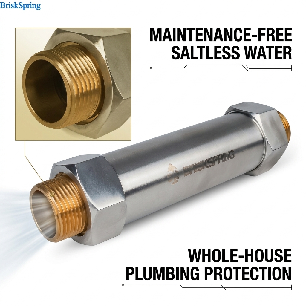 Maintenance-Free Saltless Water Conditioner: Protect Your Whole-House Plumbing & Modern Appliances from Hard Water Scale (RoHS Approved)