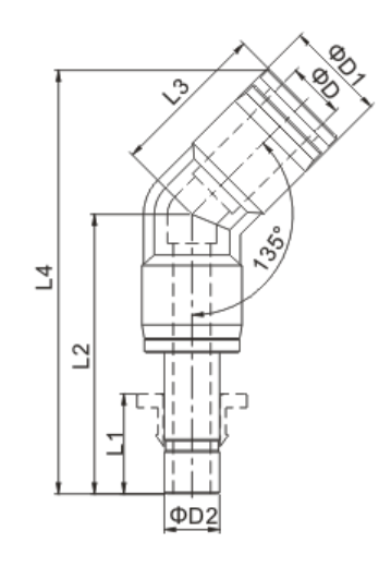 PLHJ 45 Degree Elbow Male Push Connect Air Fittings , Push In Air Line Fittings No Thread