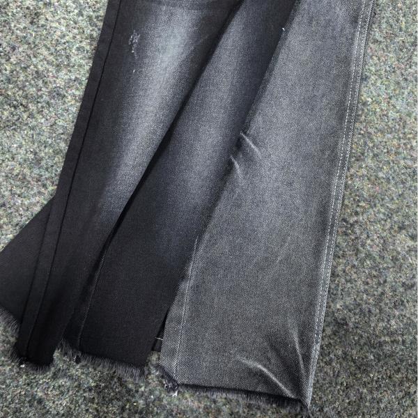 Woven Cotton Polyester Spandex Black / Black Denim Fabric JSD3078A 10 Oz
