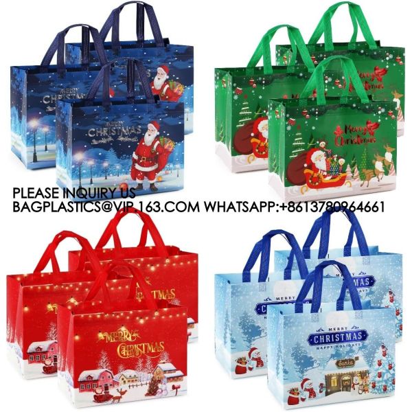Christmas Gift Bags,Christmas Tote Bags With Handles, Christmas Treat Bags, Multifunctional Non-Woven Christmas Bags