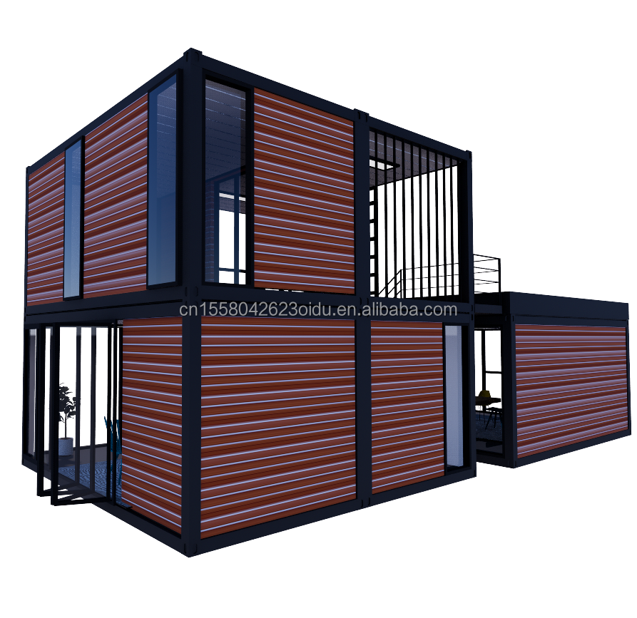40ft 20ft Deluxe Bedroom Large Glass Studio Movable Wood House Wall 50/75/100mm Wave Sandwich Panel Customized Color Hotels