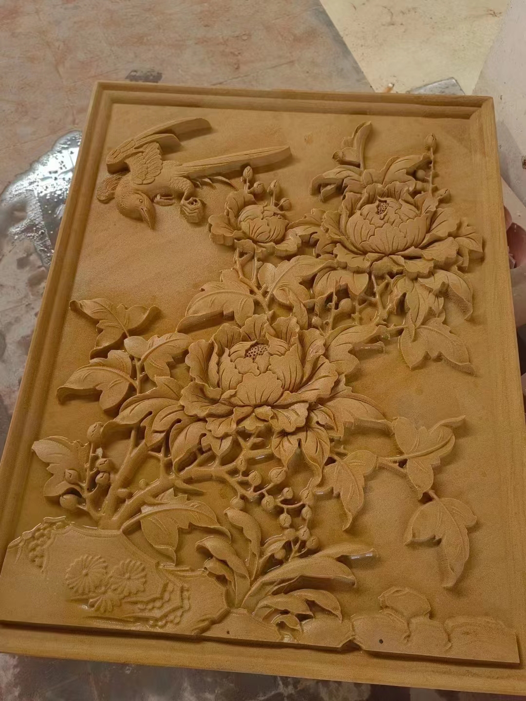 Естественный синий Cnc песчаник рельеф вручную резные песчаник