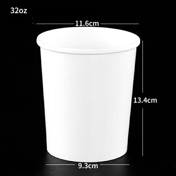 26oz White Kraft Paper Cup For Takeaway Hot Soup leakproof  Biodegradable Printed Logo Customized