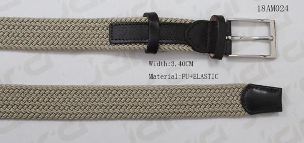 3.4cm Sand Polyester Mens Stretch Belts With Elastic Tape / Double Loops Decoration