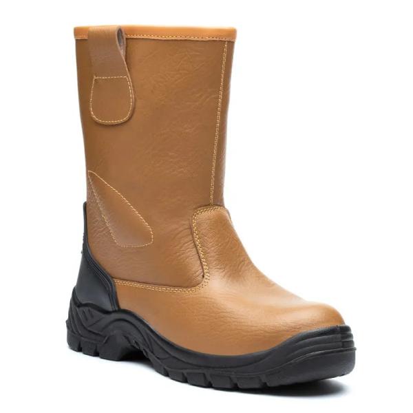 Bottes de travail de sécurité en cuir authentique, jaune, résistantes à l'huile et à l'eau