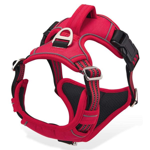 Nylon Dog Harness Control Handle Breathable Mesh Reflective Design Custom Logo Decoration