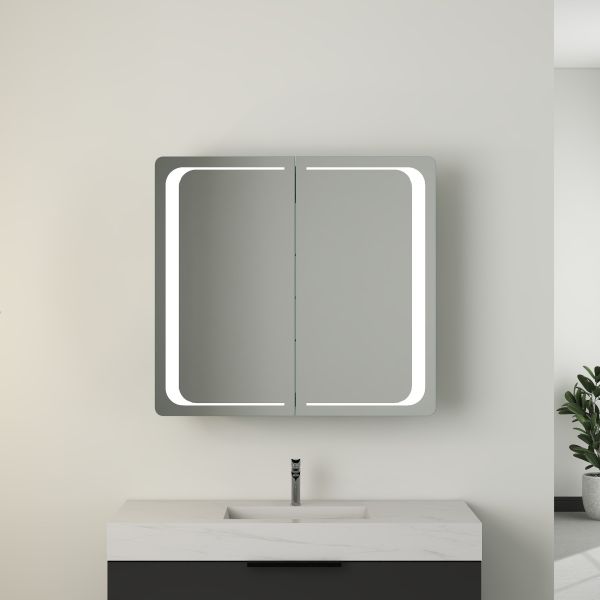 Smart LED maquiagem sensor de toque Switch Cabine de remédios de duas portas com