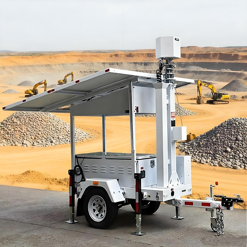 Mobile Solar Light Tower Zero Emissions High Lumen Lighting Tower Weatherproof Enclosure Solar Powered Light Tower