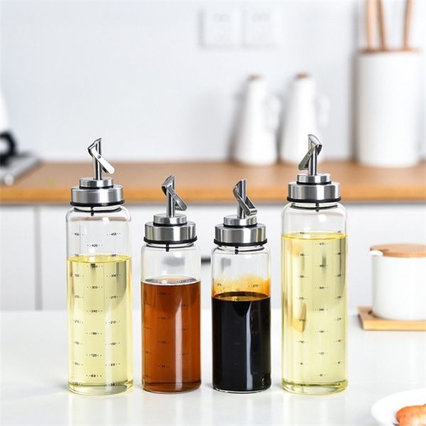 Automatic Opening and Closing Oil Bottle for Kitchen High Borosilicate Glass 6.4*25cm
