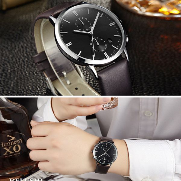 Mens Chronograph Calendar Watch Casual Quartz PE90 Movement Black Digital Sports Watch