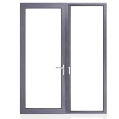 Powder Coating Tempered Glass Swing Door Thermal Breaking With Aluminum Profile