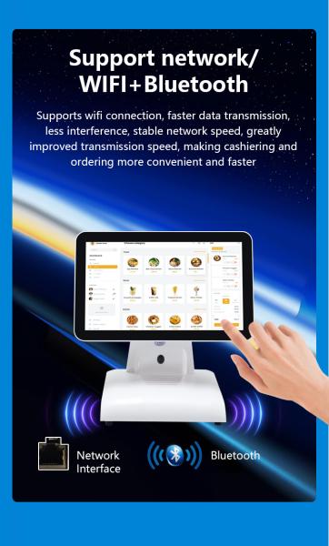 15Inch N2840 Desktop POS Machine Restaurant POS Terminal 2+32GB All in One POS System with Customer Display