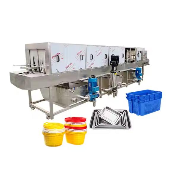 Máquina de lavar caixas de plástico para pão Máquina de lavar e secar cestas de plástico Industrial