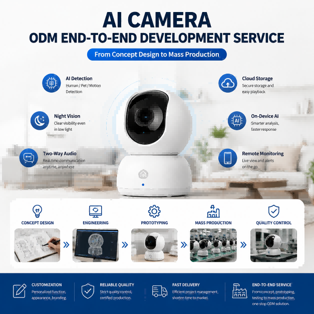 AI Camera ODM End-to-End Development Service with H.264 H.265 Smart Codec and IP66 IP67 Weatherproof