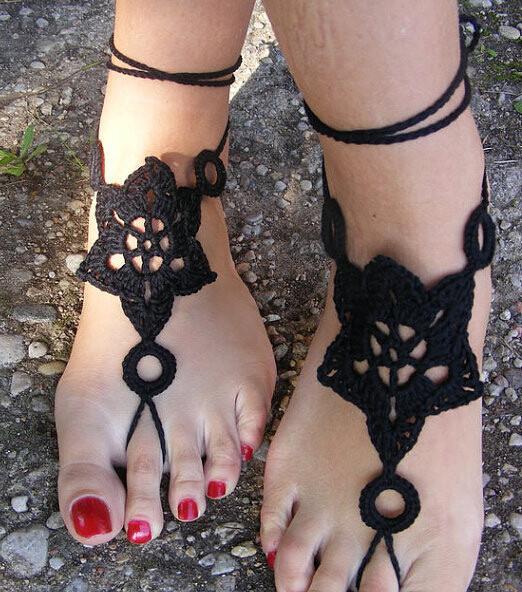 Crochet, Barefoot, Sandals, Nude, shoes, Foot, Jewelry, Beach, Wedding, Sexy, Anklet