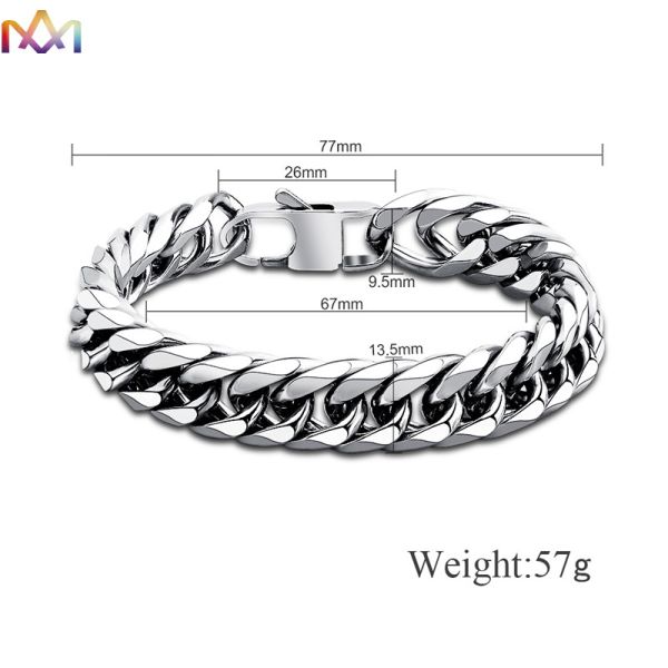 ID 64MM людей 67MM выгравировал браслет широкой обочины цепной